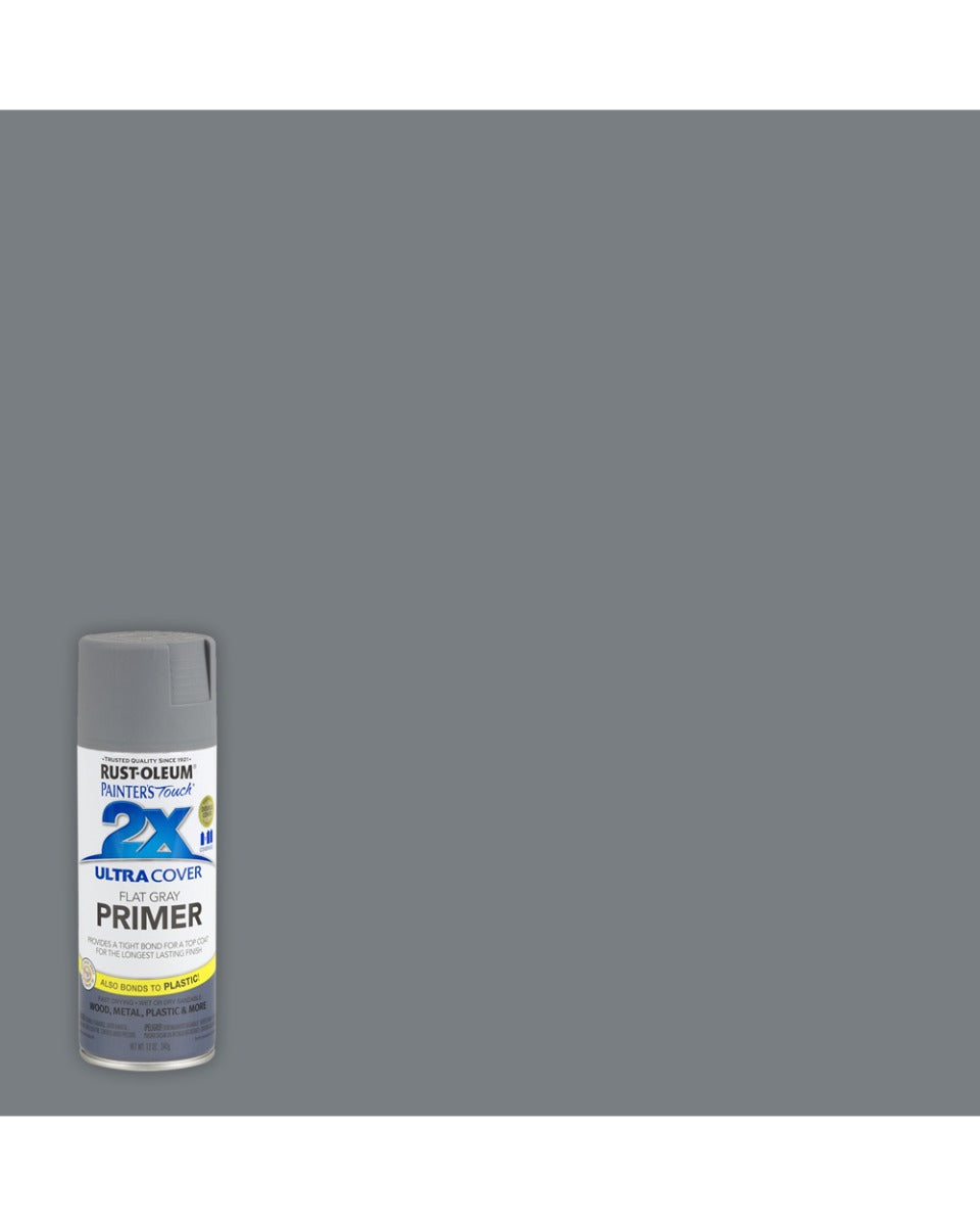 RustOleum Painters Touch 2X Flat Grey Primer 12Oz