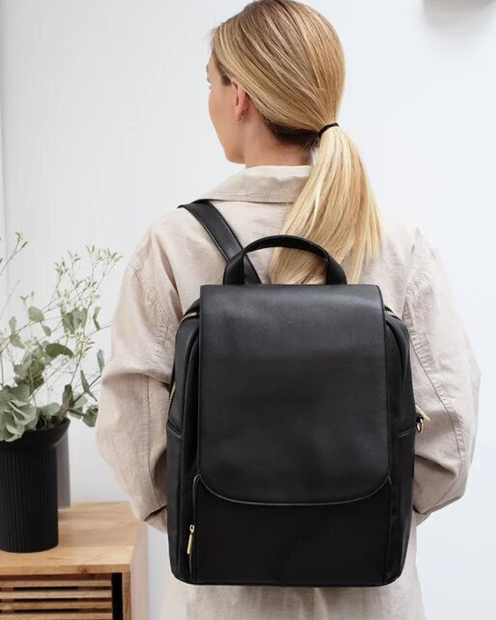 Stackers Backpack Black Saffiano