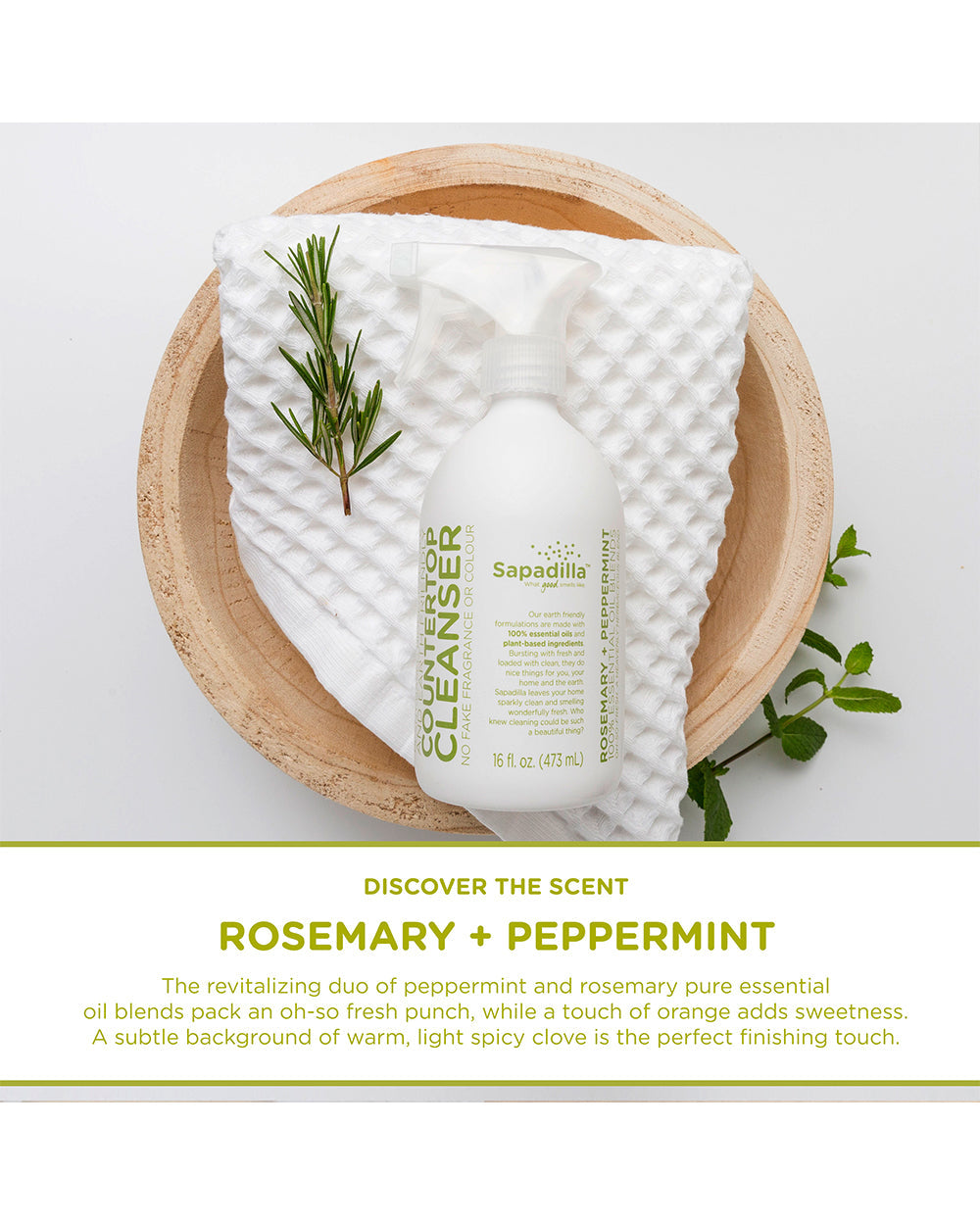 Sapadilla 16oz Countertop Cleanser Rosemary + Peppermint
