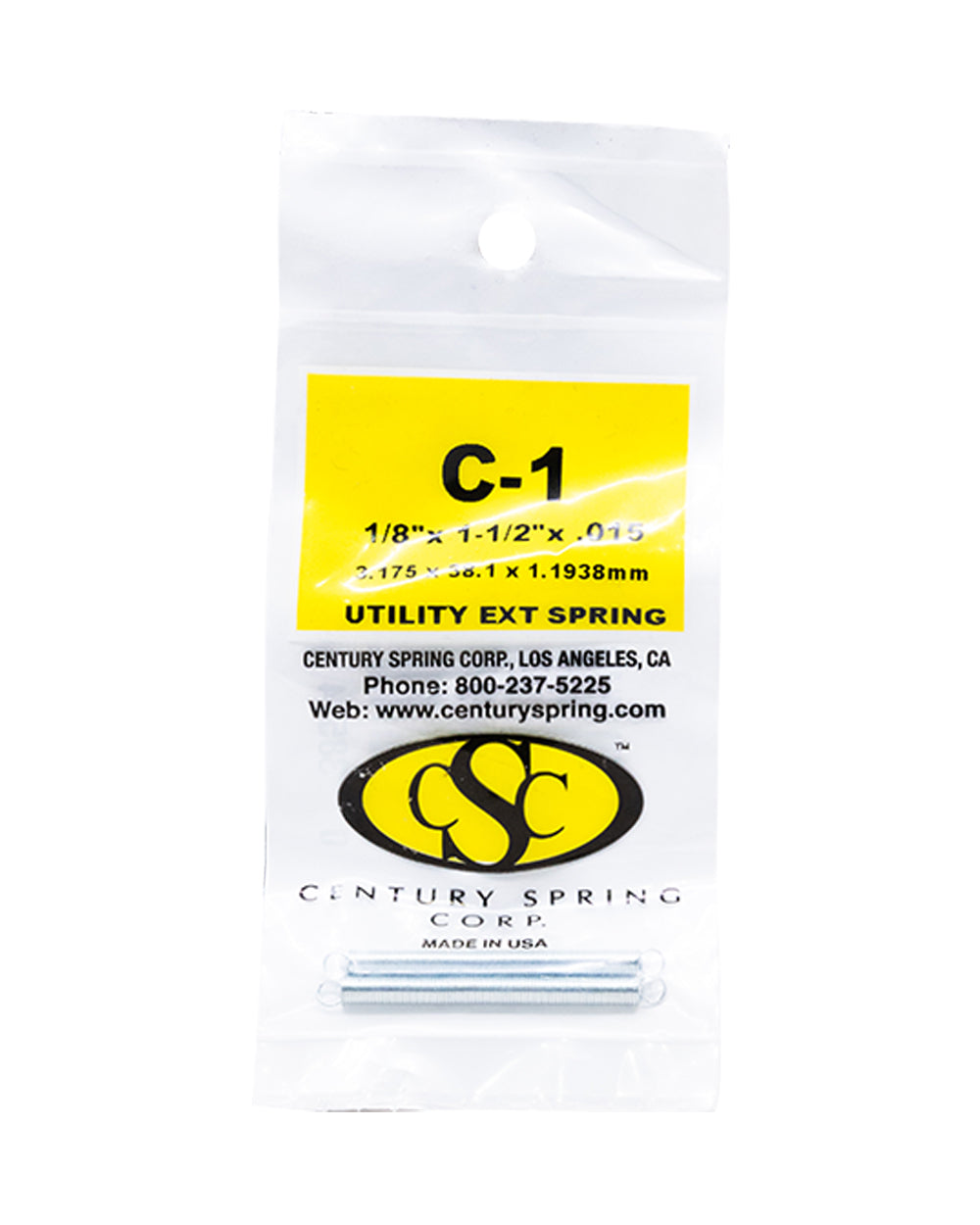 Utility Extension Spring Pack of 2 - 3.175 x 38.1 x 1.1938 mm