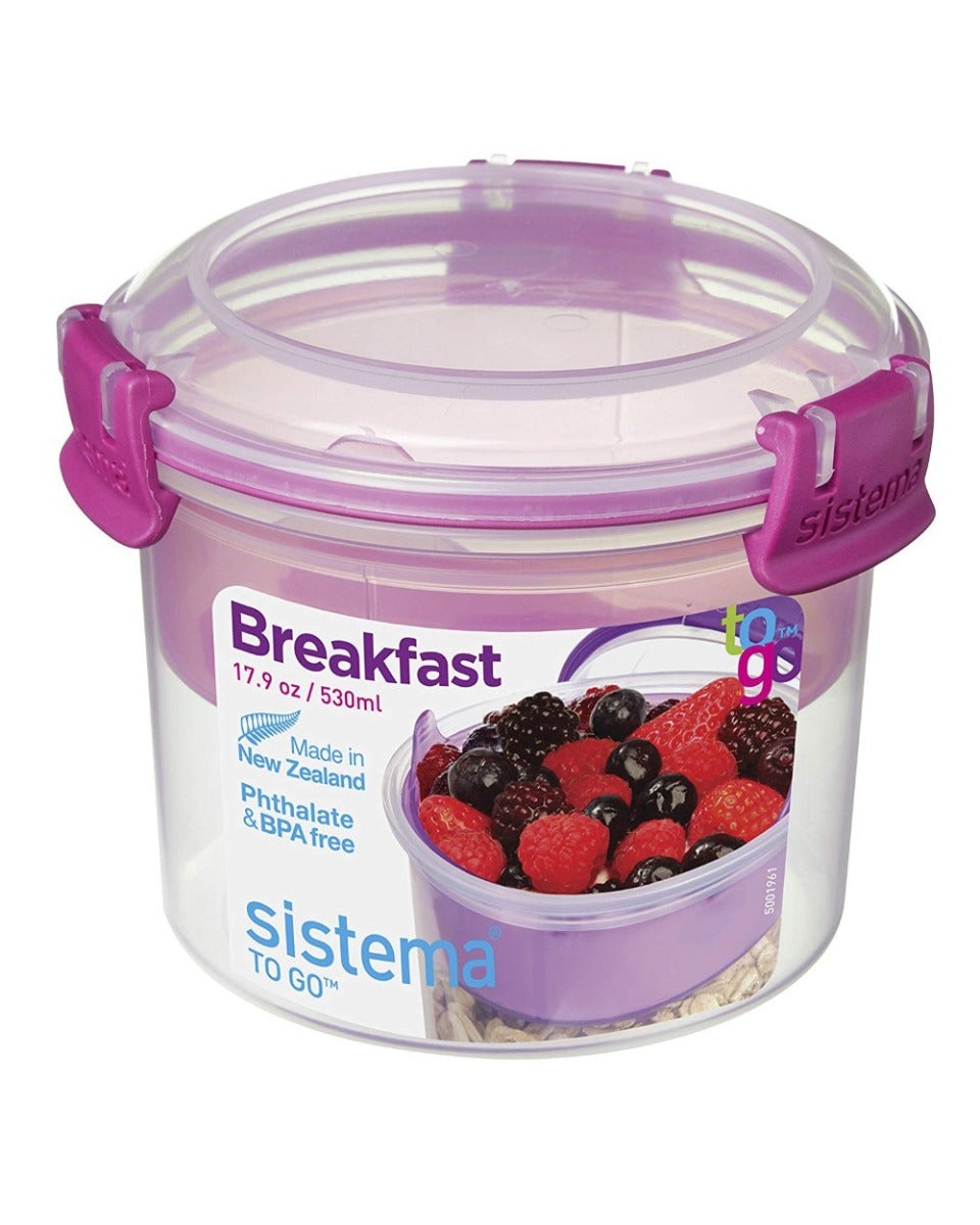 Sistema Breakfast Bowl To Go 530ML Pink Clip