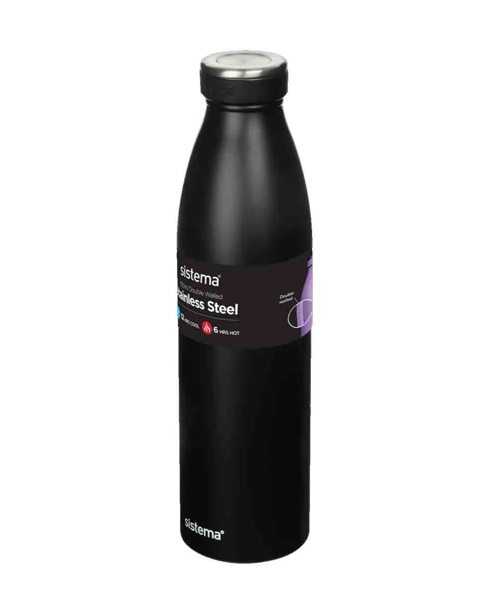 Sistema Stainless Steel Water Bottle Black 750ML
