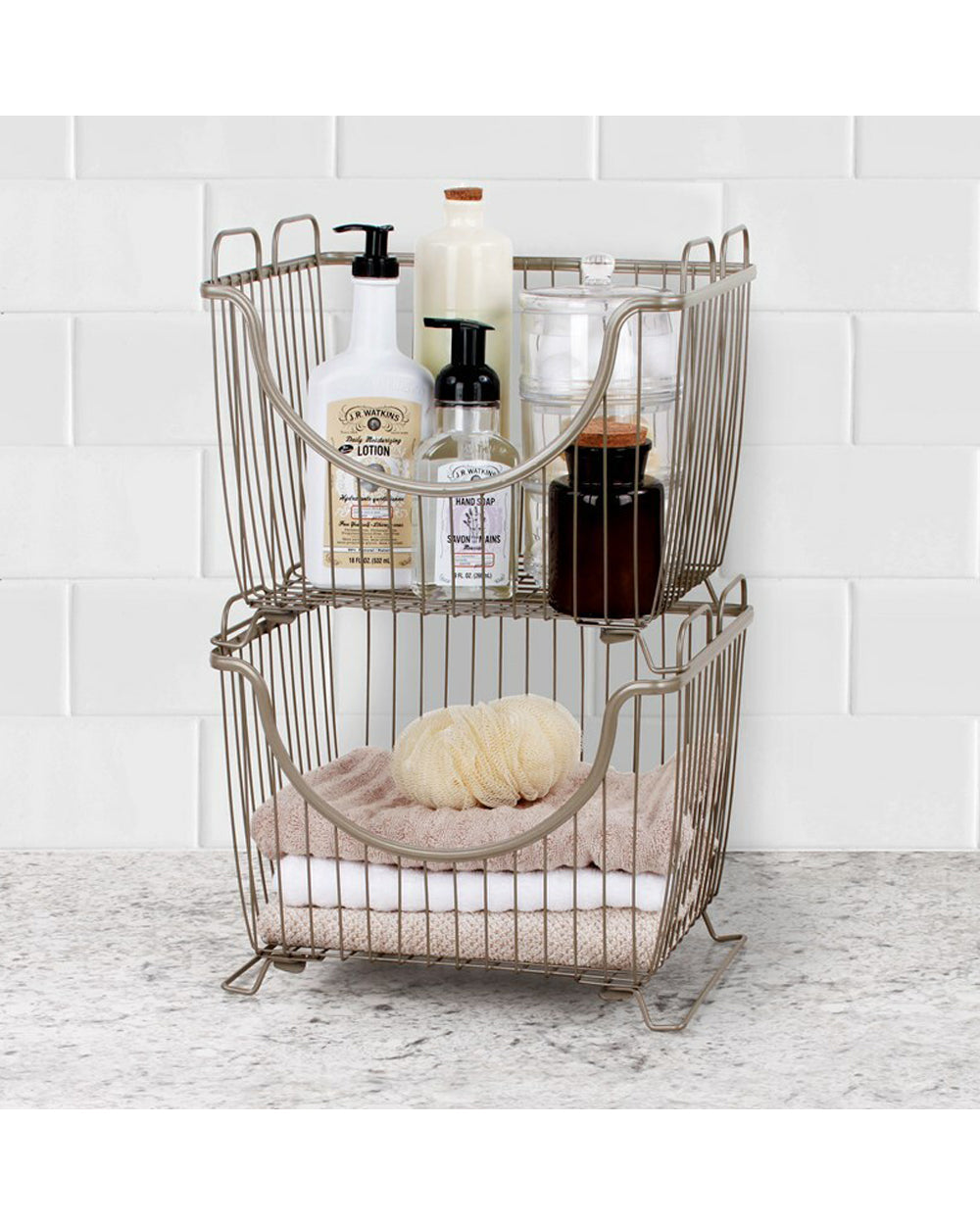 Spectrum Ashley Stacking Basket Satin Nickel Large