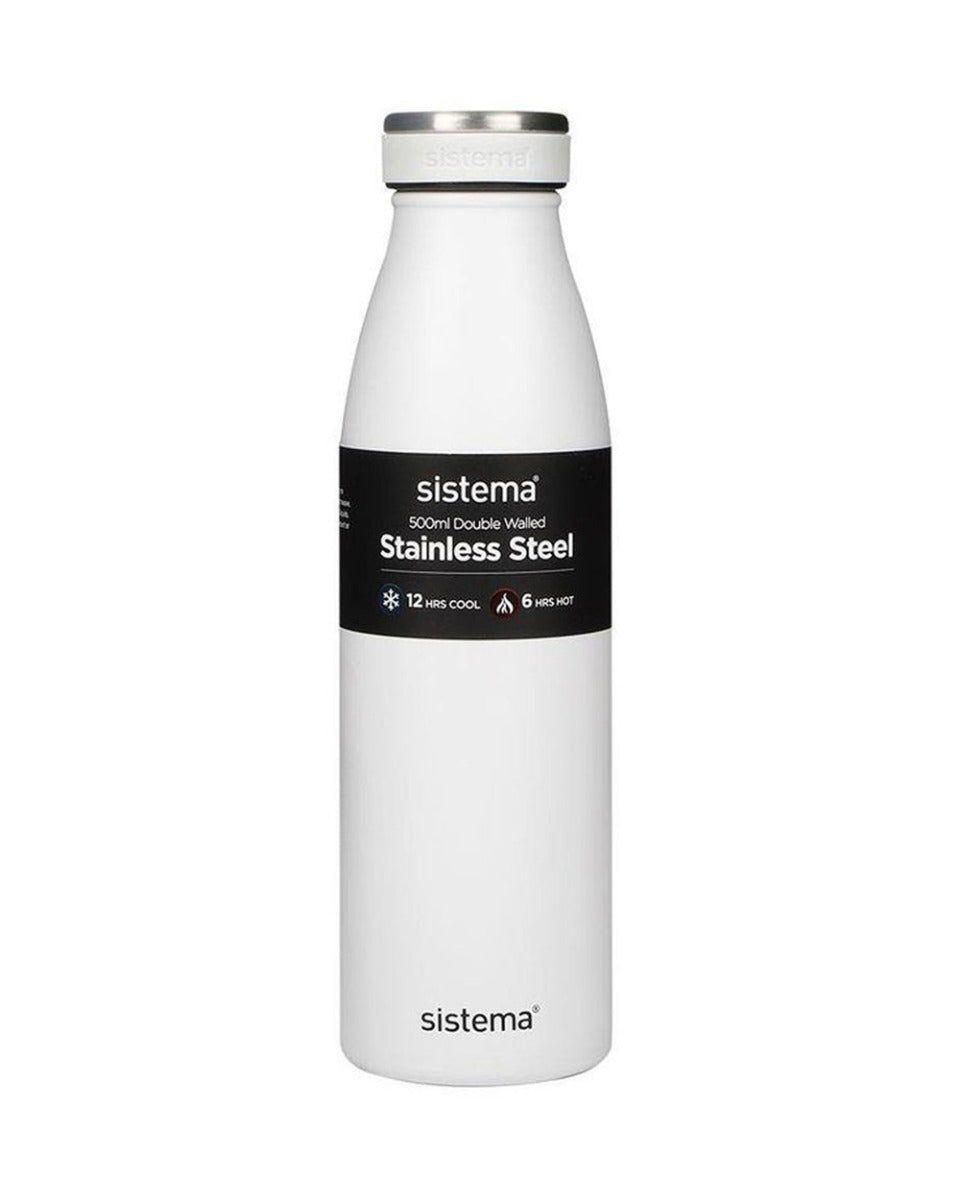 Sistema 500ML Stainless Steel Bottle White