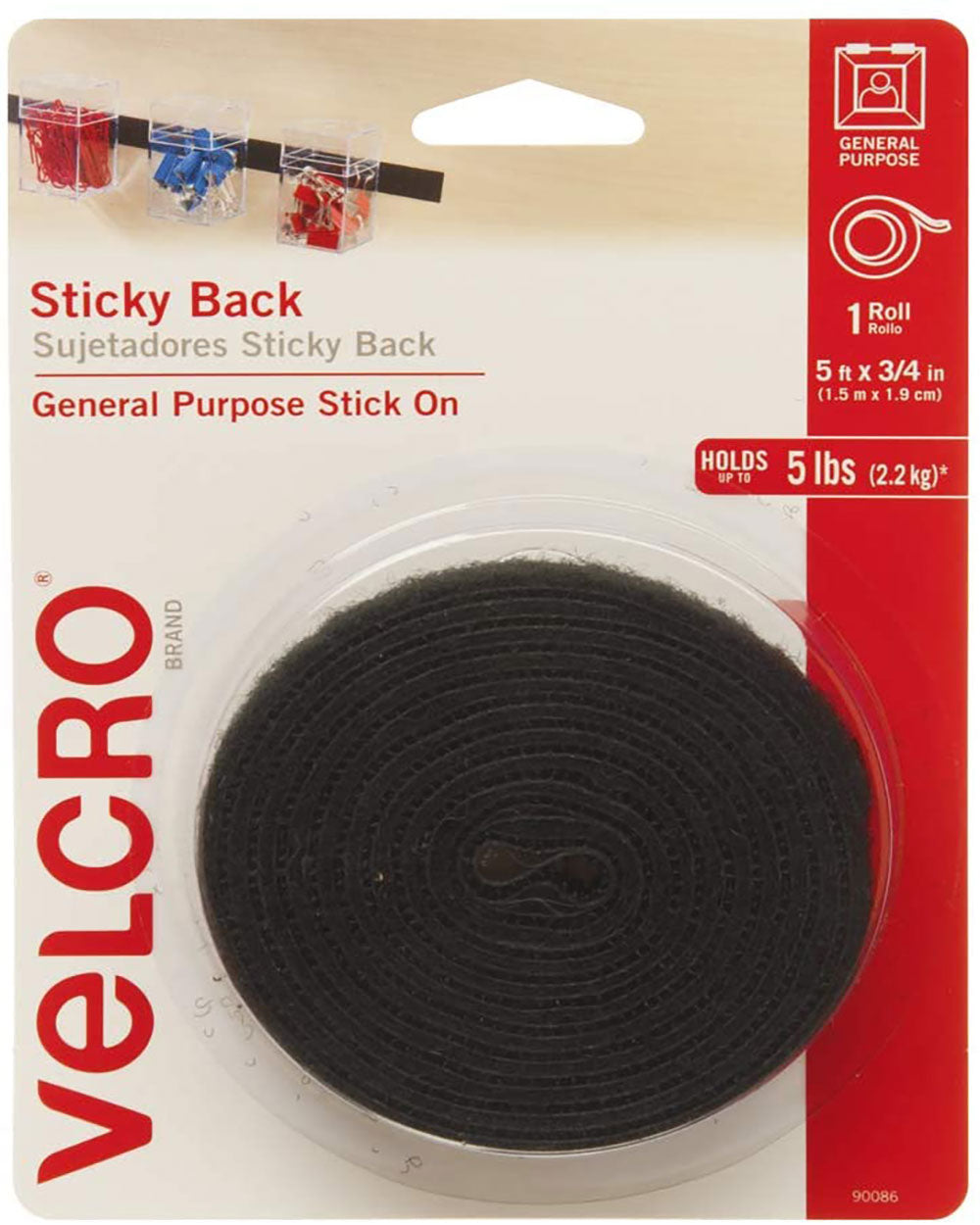 Velcro Tape 3/4"x5' Black