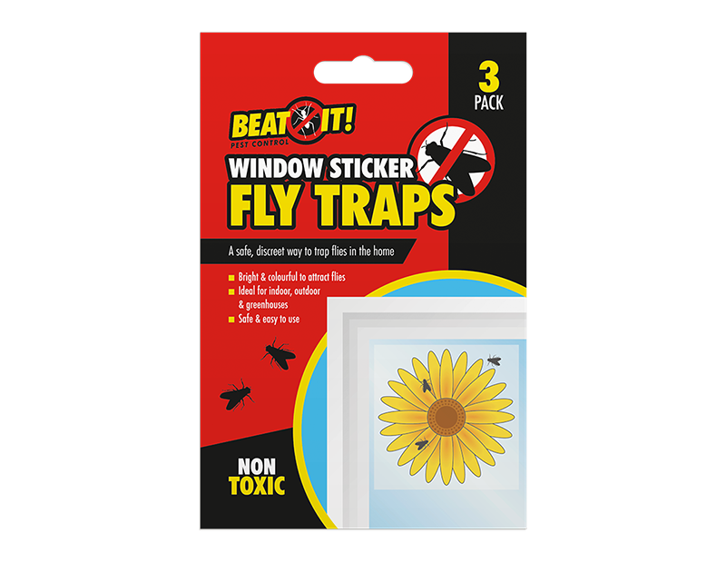Beat It Window Sticker Fly Traps Pack of 3