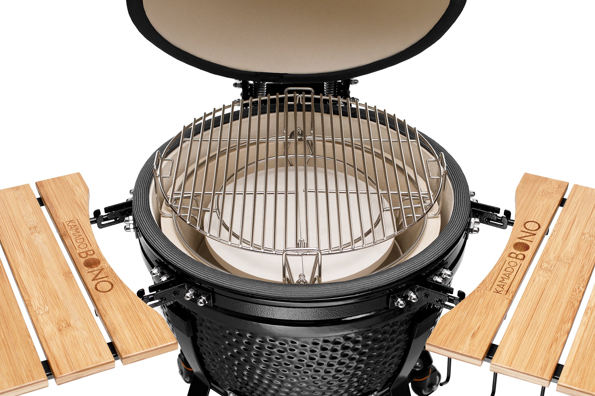 Kamado BONO Media Ceramic Charcoal Grill – Black | 21-Inch (52cm) BBQ Smoker, Outdoor Cooking Kamado Grill & Pizza Oven