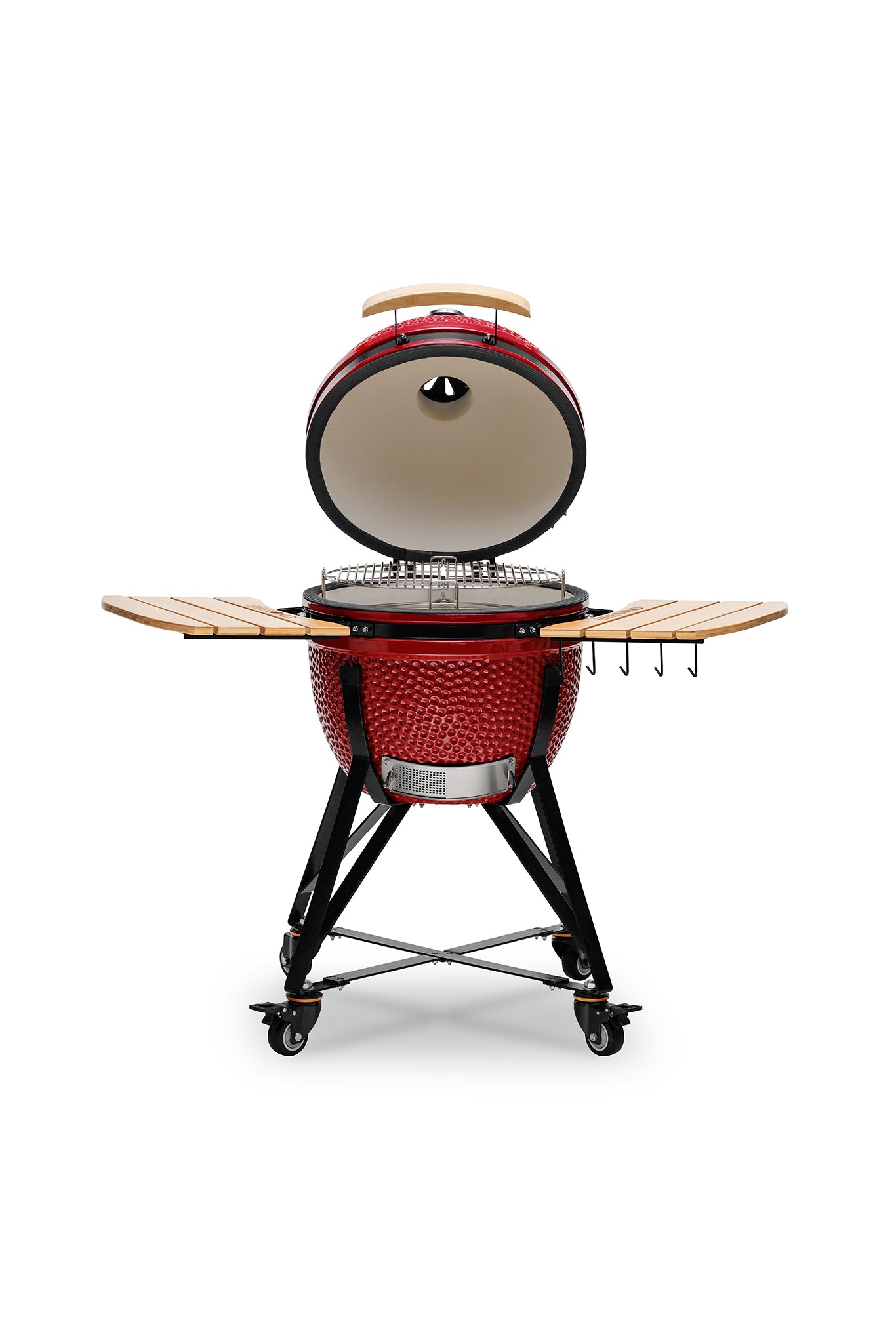 Kamado BONO Media 21-Inch Ceramic Charcoal Grill, Red – Versatile Outdoor BBQ Smoker & Pizza Oven