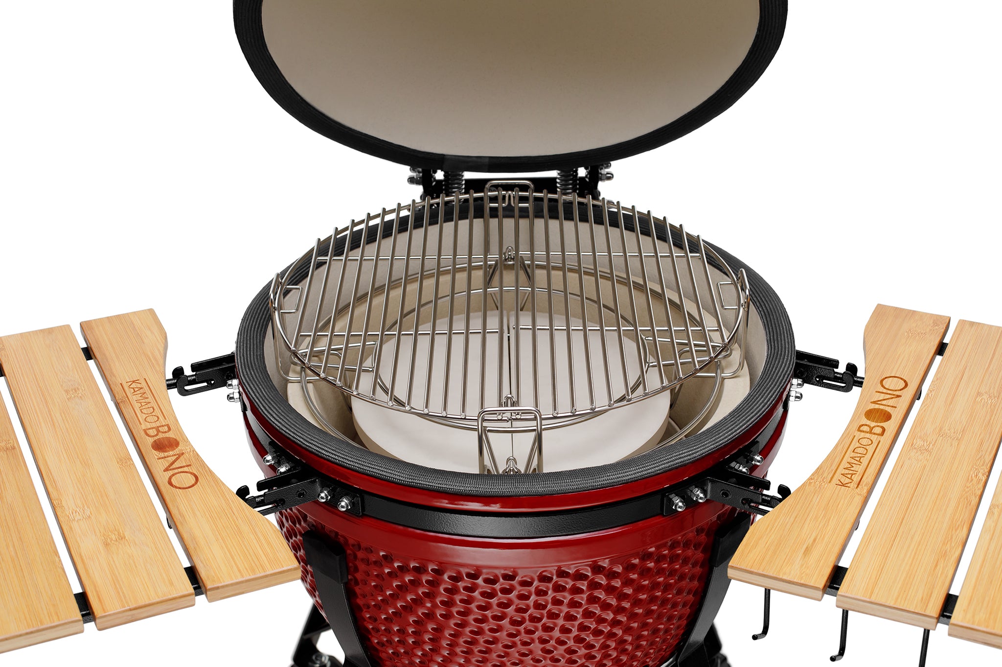Kamado BONO Media 21-Inch Ceramic Charcoal Grill, Red – Versatile Outdoor BBQ Smoker & Pizza Oven
