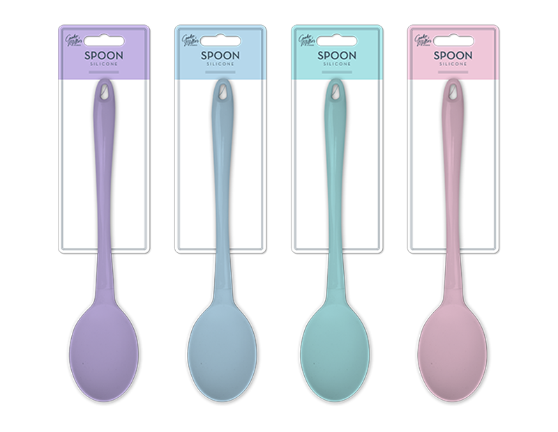 Cooke & Miller Pastel Silicone Solid Spoon 1 Piece Assorted