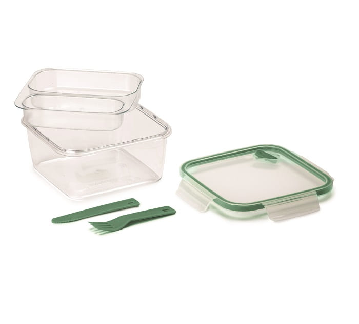 Snips Tritan Renew Airtight Square Lunch Box 1.4 Liter With PP Fork & Kinfe
