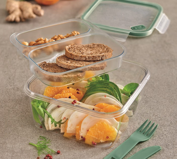 Snips Tritan Renew Airtight Square Lunch Box 1.4 Liter With PP Fork & Kinfe