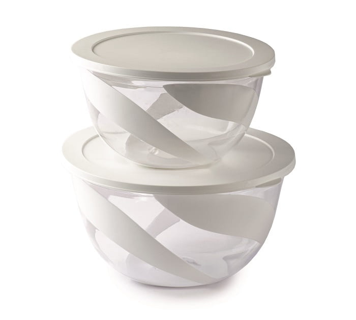 Snips 2 Pieces Salad Bowl 5 Liter and 3 Liter With lids 2 in 1 Set White