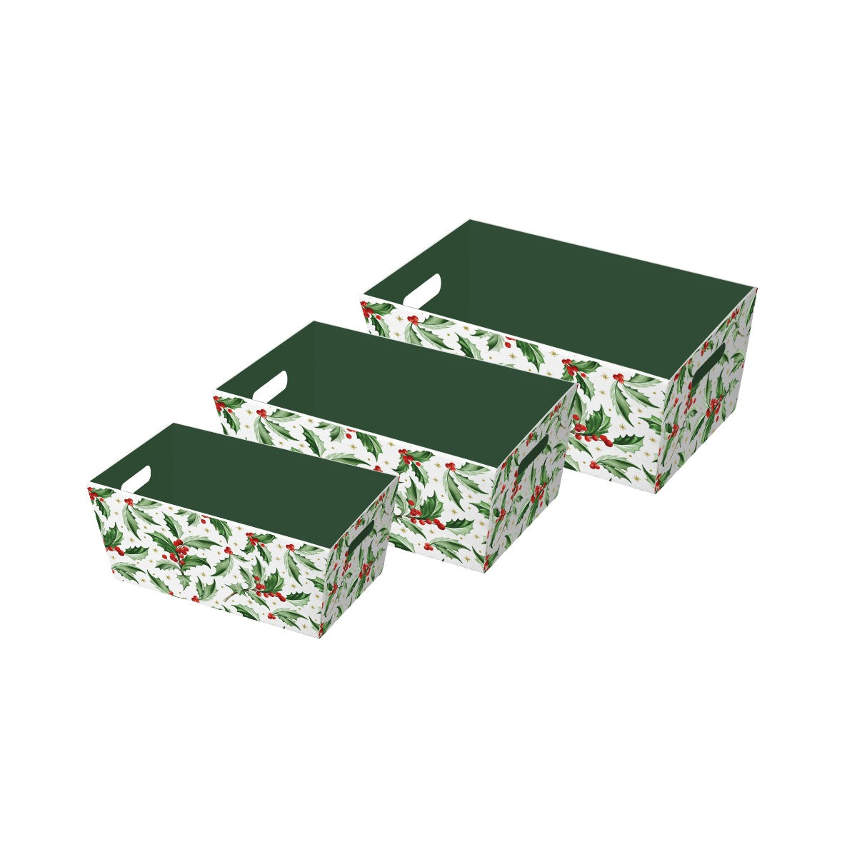Eurowrap Holly Hamper Tray 4S FSC Gold Foil 3 pieces