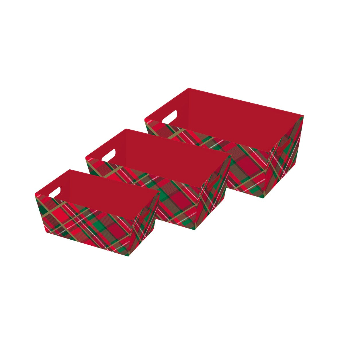 Eurowrap Tartan Hamper Tray 4S FSC Gold Foil 3 pieces