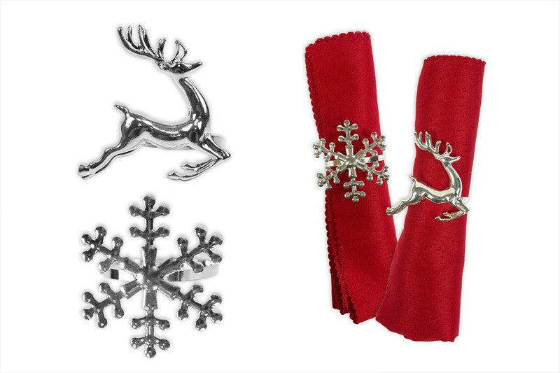 HSR Silver Reindeer & Snowflake Napkin Ring
