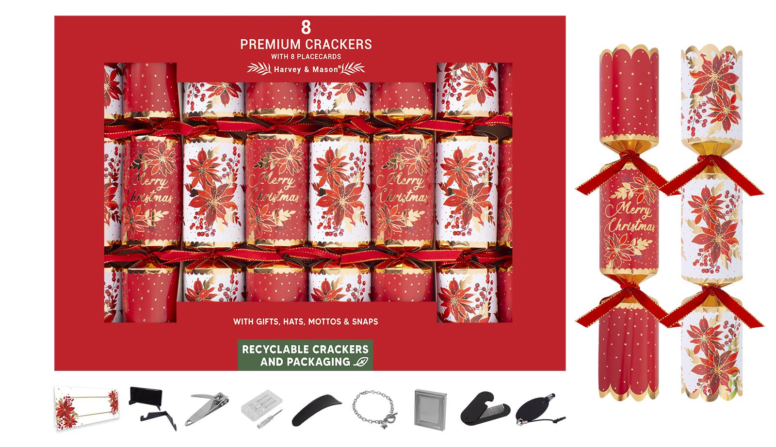 HSR 8 Premium Red Poinsettia 12.5" Crackers