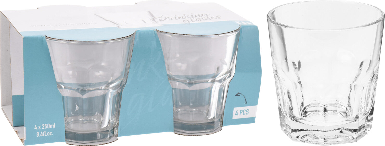 Homesmiths Drinking Glass 250ML Set of 4